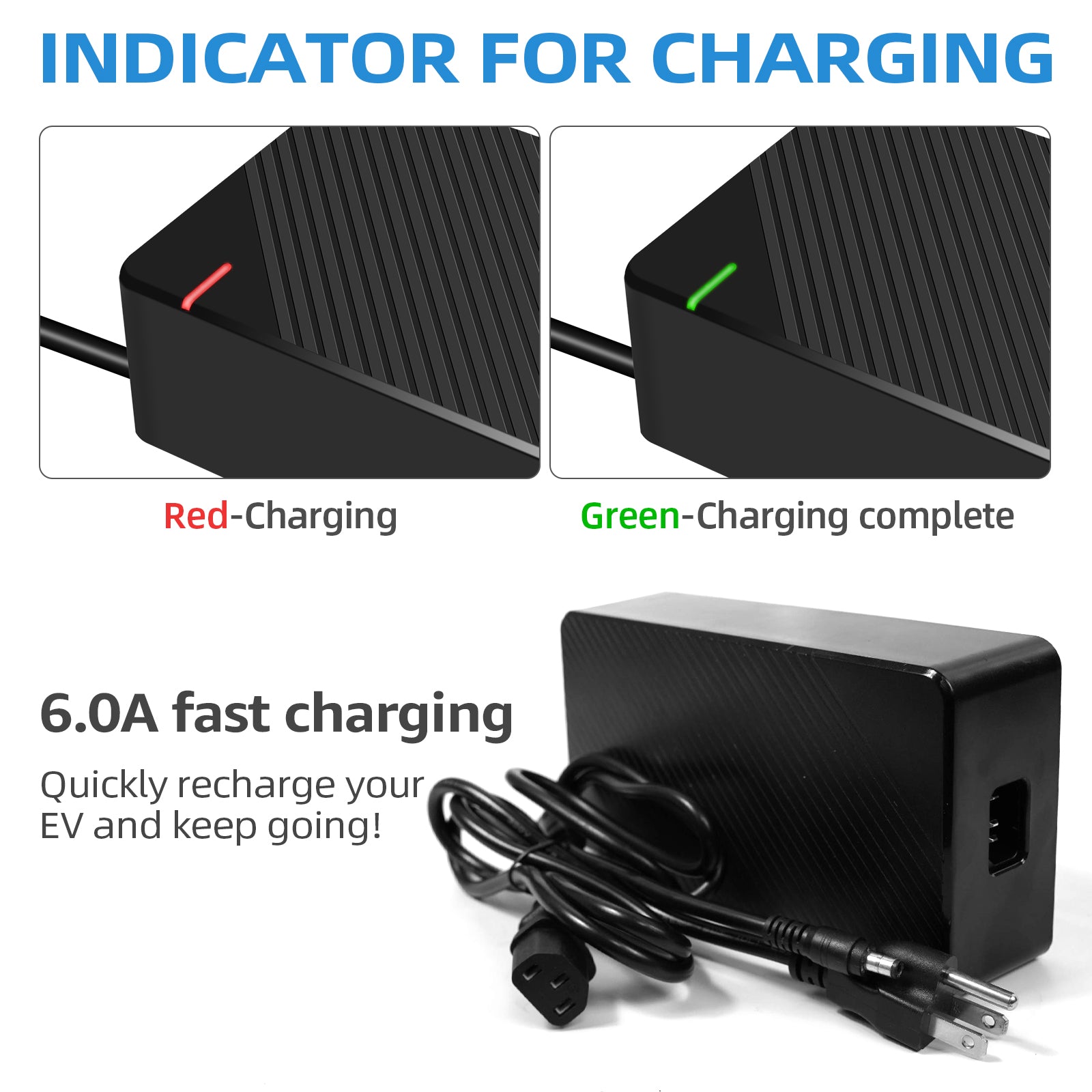 48V 6A E-Scooter Fast Charger(1 Plugs) for RZ800, RZ1000