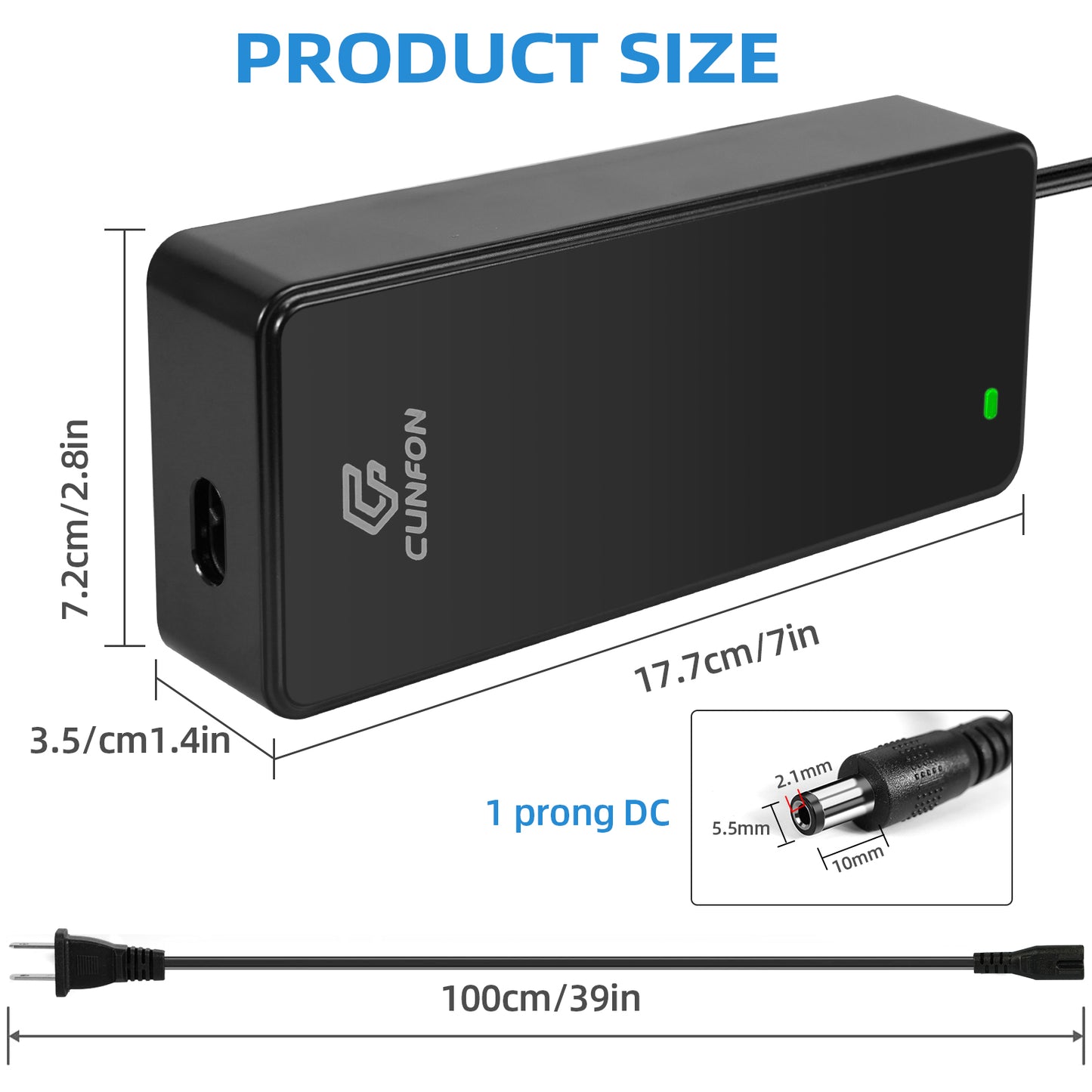 Electric Scooter Charger RZ800, 48V 2.5A Adapter Battery Charger 1 Prong 5.5mm Plug