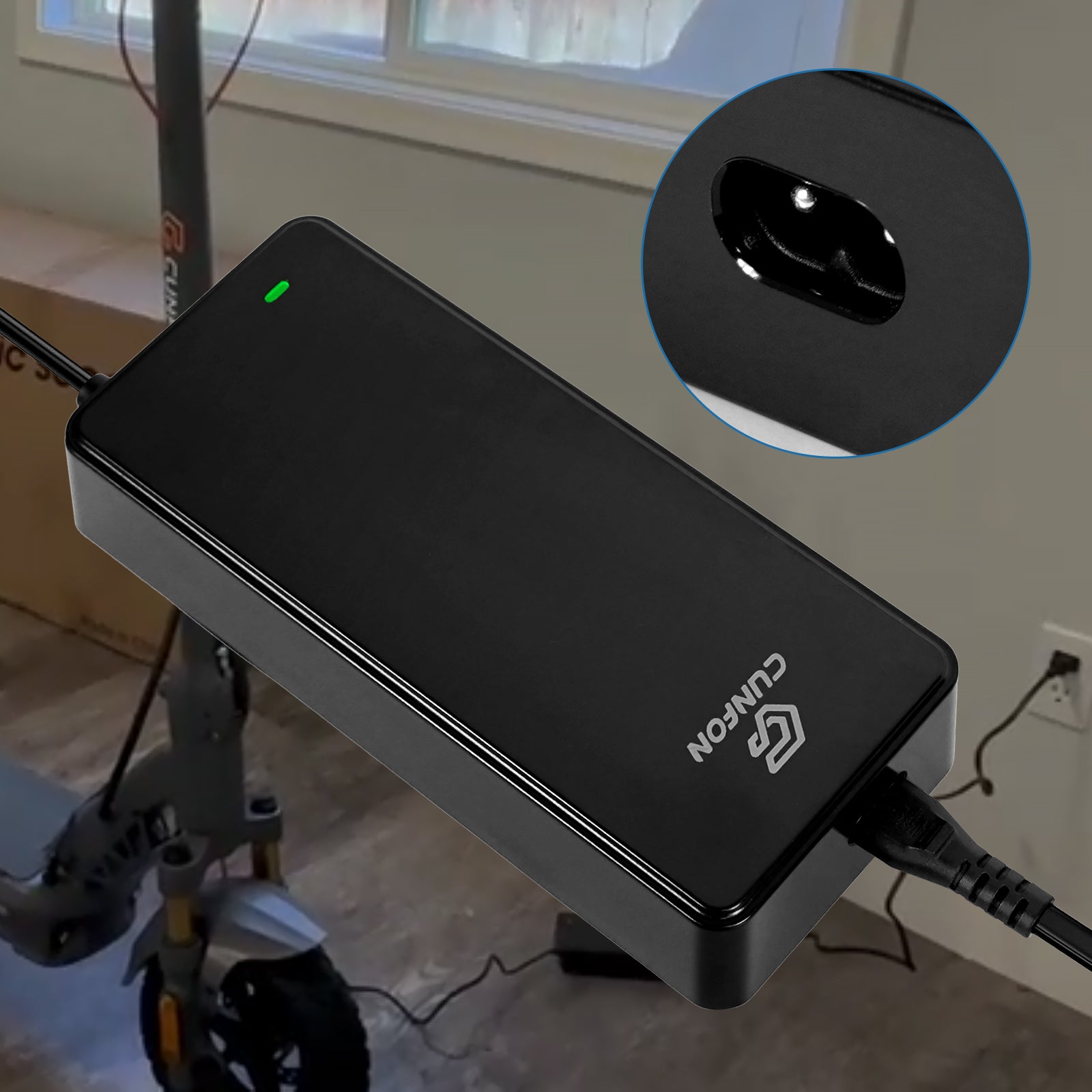 54.6V 2A Electric Scooter Charger for CUNFON RZ800 & RZ1000 | AC 100-240V Global Use with Multi-Protection